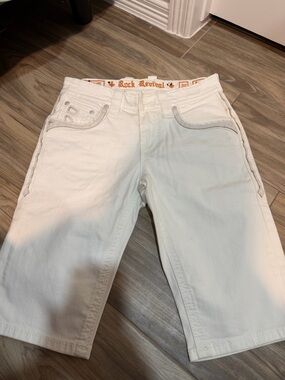 Rock Revival Off-White Denim Bermuda Shorts